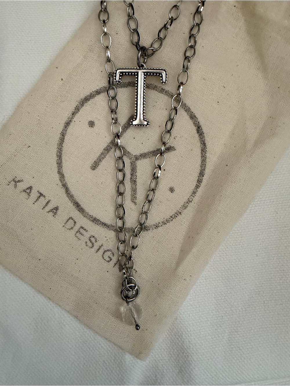 Katia Designs Silver 'T' Initial Necklace